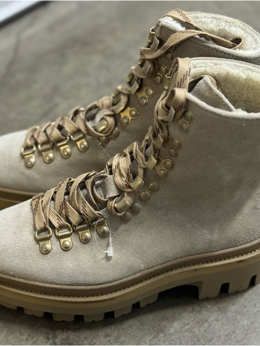 NEW - Sz 6 - All Saints Women’s Suede Lug-Soled Lace-Up Boots